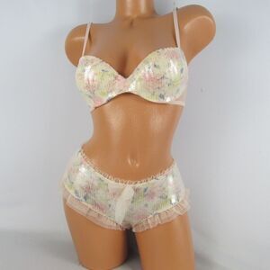 Victoria's Secret Sequin  Lined Demi Bra Set 371